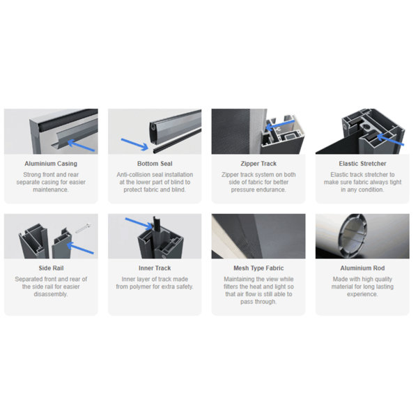 eJoy 107" Motorized Outdoor Screens with ZipperTrack System Wayfair